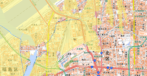 梅田周辺の低湿地データ